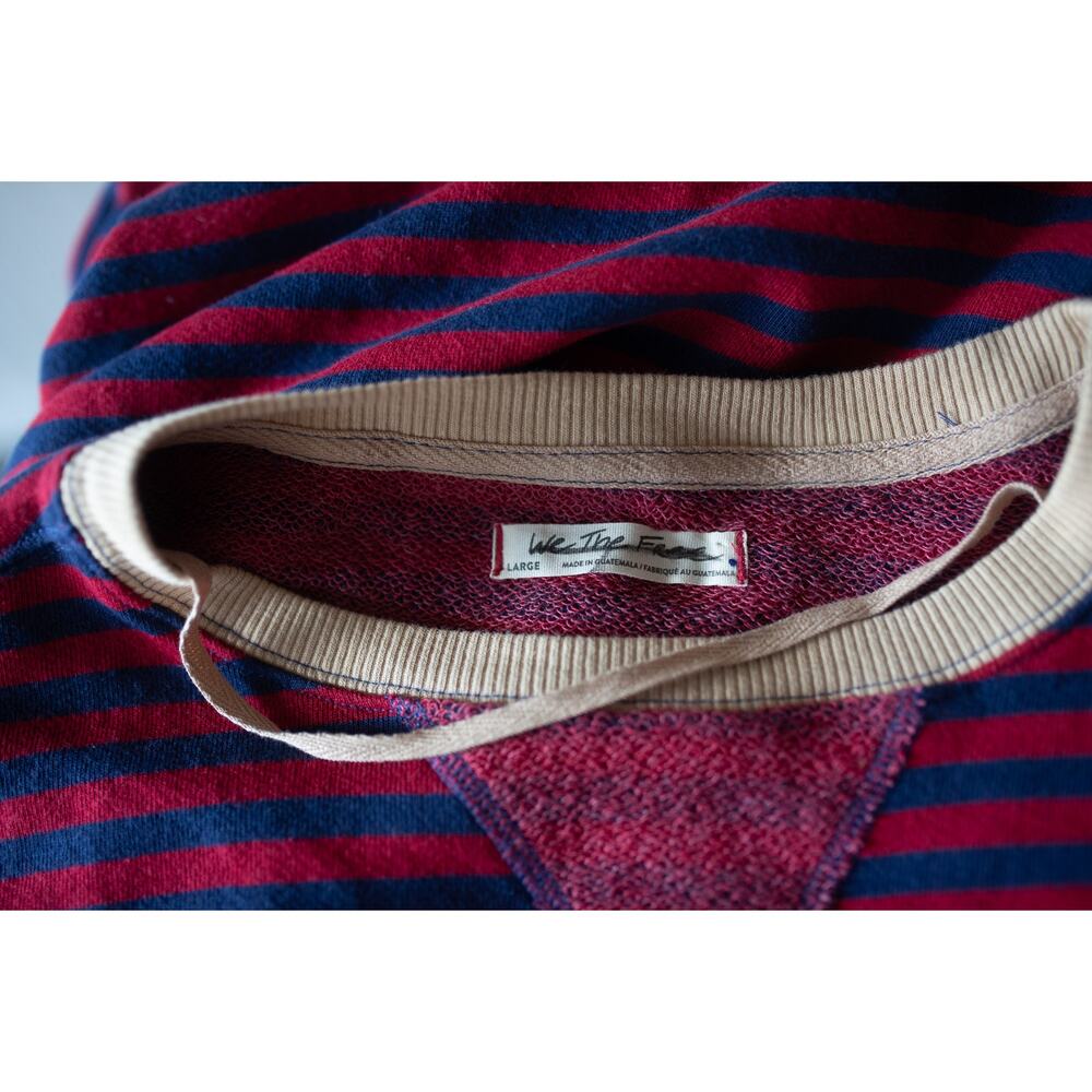 Free People Oversized Red and Navy Striped Sweatshirt - Picture 5 of 5